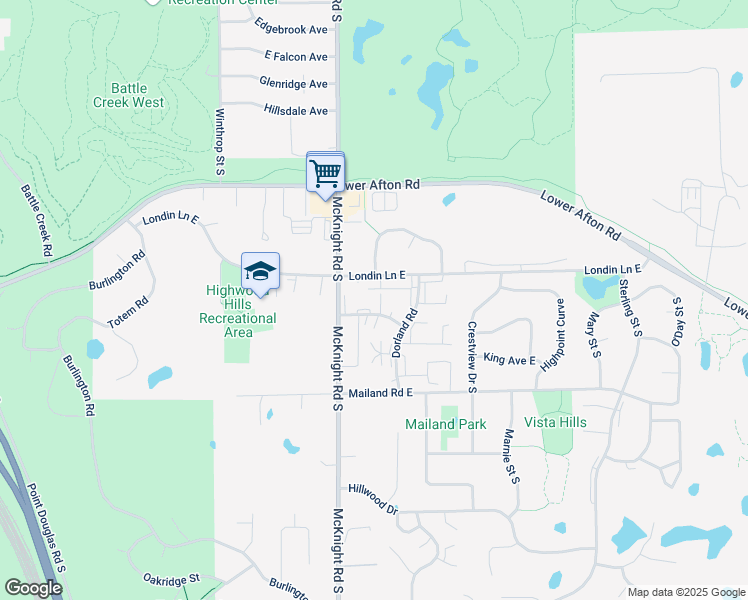 map of restaurants, bars, coffee shops, grocery stores, and more near 377 Pond Court South in Maplewood