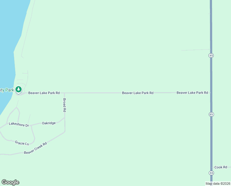 map of restaurants, bars, coffee shops, grocery stores, and more near Beaver Lake Park Road in Alpena County