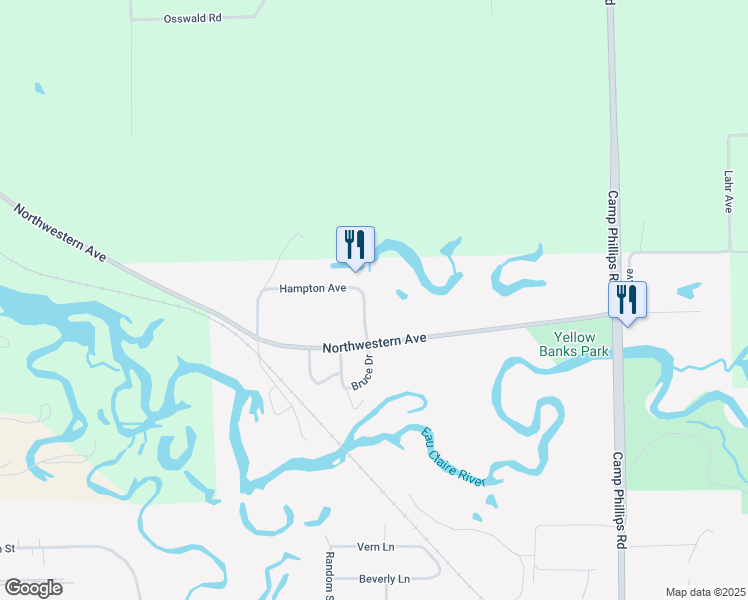 map of restaurants, bars, coffee shops, grocery stores, and more near 3103 Bruce Dr in Wausau