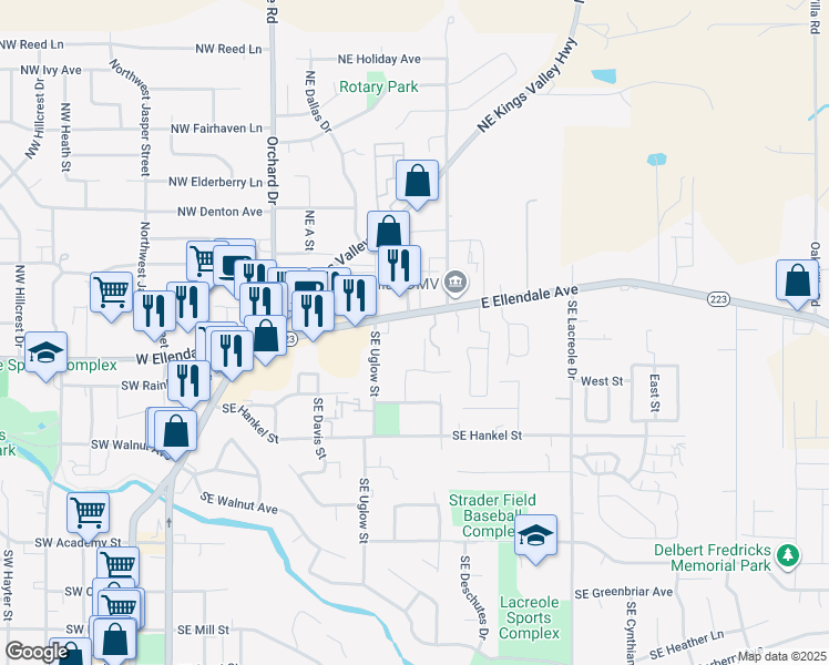 map of restaurants, bars, coffee shops, grocery stores, and more near 453 East Ellendale Avenue in Dallas