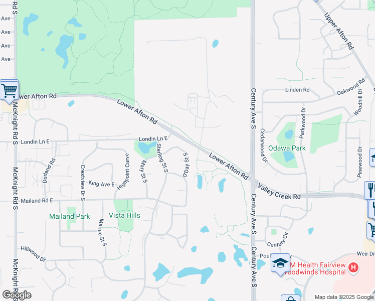 map of restaurants, bars, coffee shops, grocery stores, and more near 364 O'Day Street South in Maplewood