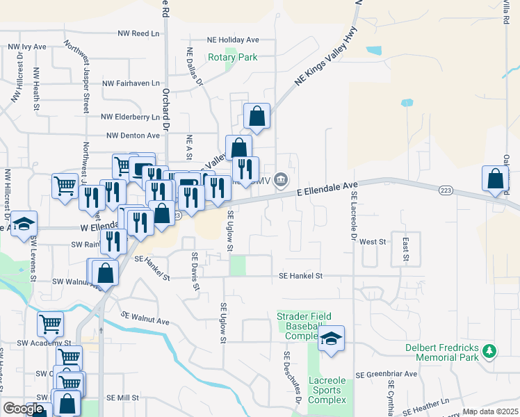 map of restaurants, bars, coffee shops, grocery stores, and more near 453 East Ellendale Avenue in Dallas