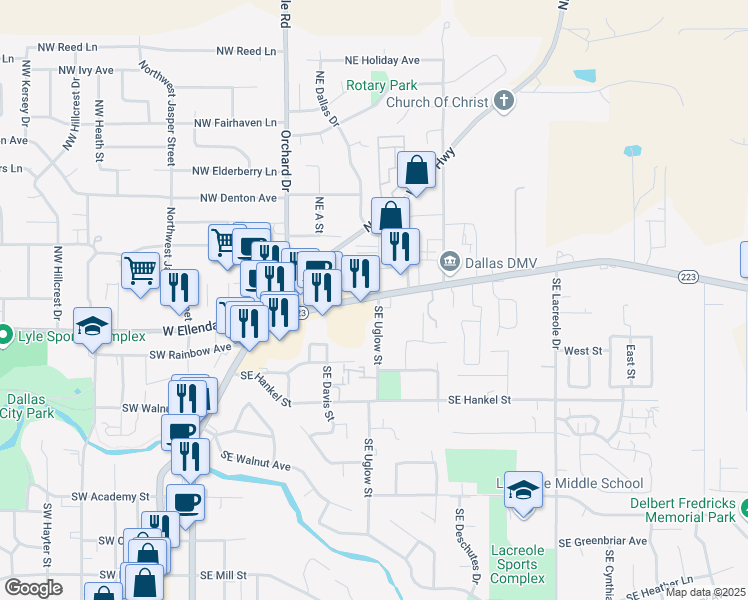 map of restaurants, bars, coffee shops, grocery stores, and more near 373 East Ellendale Avenue in Dallas