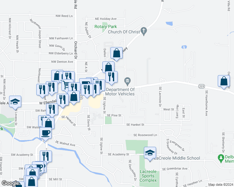 map of restaurants, bars, coffee shops, grocery stores, and more near 465 East Ellendale Avenue in Dallas