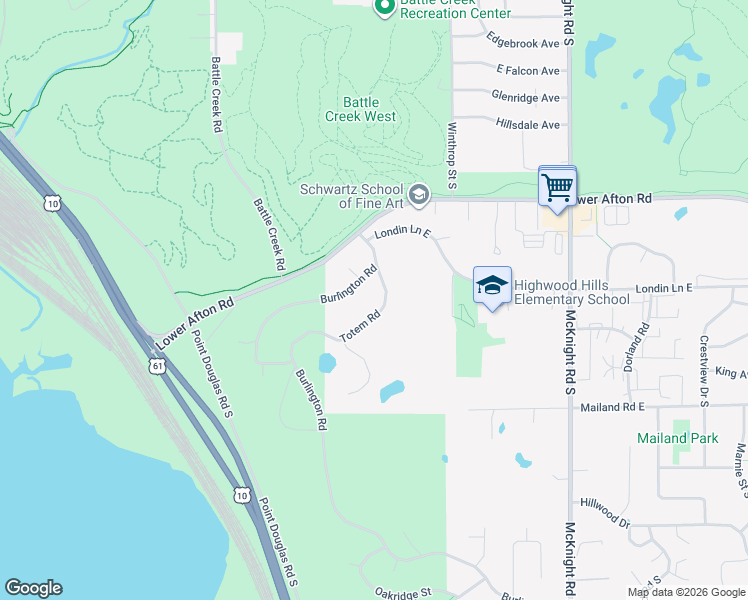 map of restaurants, bars, coffee shops, grocery stores, and more near 385 Totem Road in Saint Paul
