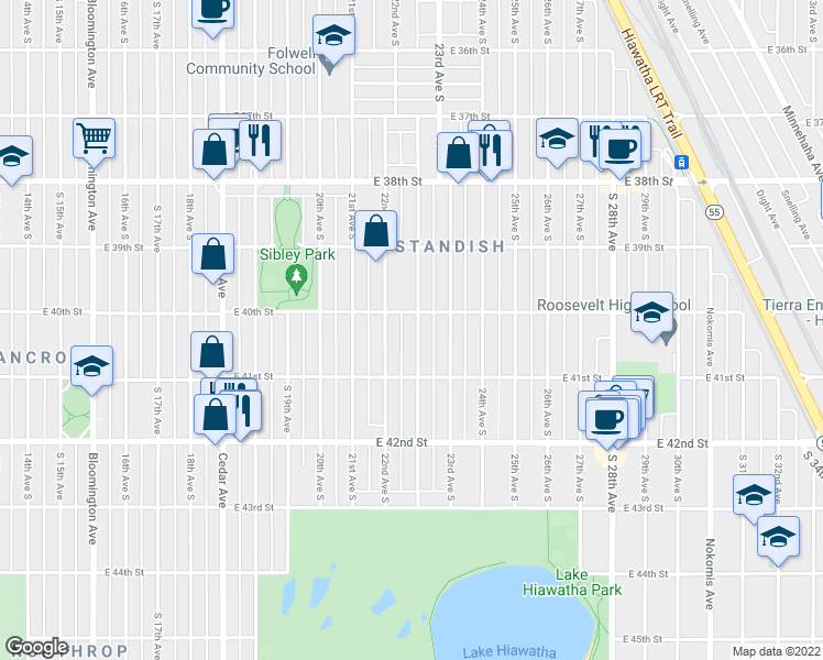 map of restaurants, bars, coffee shops, grocery stores, and more near 4012 Standish Avenue in Minneapolis