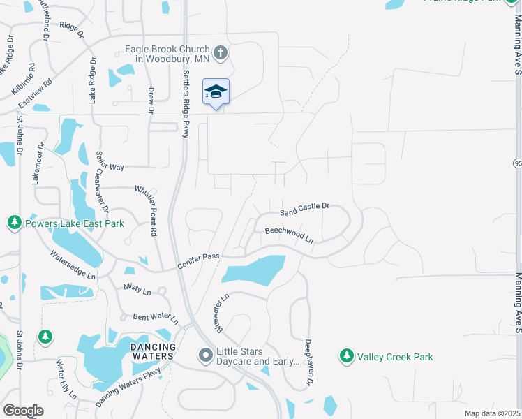 map of restaurants, bars, coffee shops, grocery stores, and more near 11280 Sand Castle Drive in Woodbury