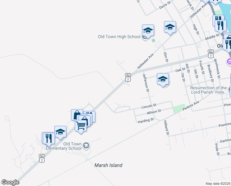 map of restaurants, bars, coffee shops, grocery stores, and more near 21 Shelter Lane in Old Town