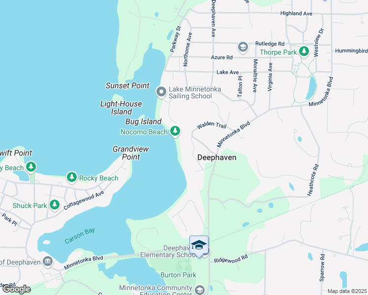 map of restaurants, bars, coffee shops, grocery stores, and more near 4050 Sibley Avenue in Wayzata