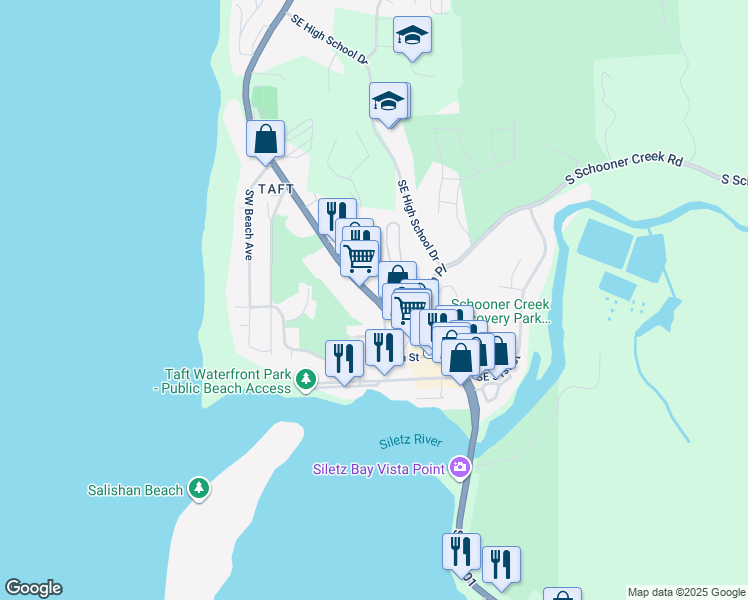 map of restaurants, bars, coffee shops, grocery stores, and more near 4649 U.S. 101 in Lincoln City