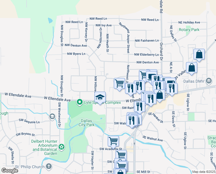 map of restaurants, bars, coffee shops, grocery stores, and more near 360 West Ellendale Avenue in Dallas