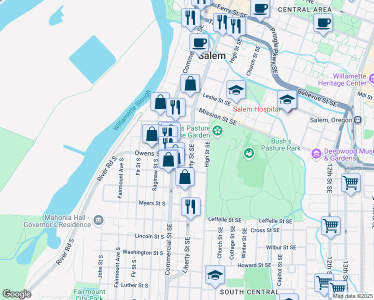 map of restaurants, bars, coffee shops, grocery stores, and more near in Salem