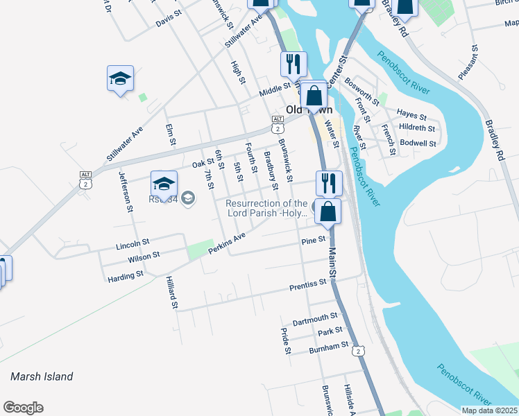 map of restaurants, bars, coffee shops, grocery stores, and more near 429 Fourth Street in Old Town