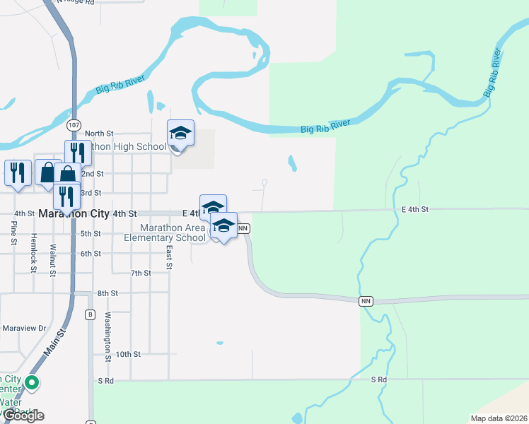 map of restaurants, bars, coffee shops, grocery stores, and more near 404 East 4th Street in Marathon City