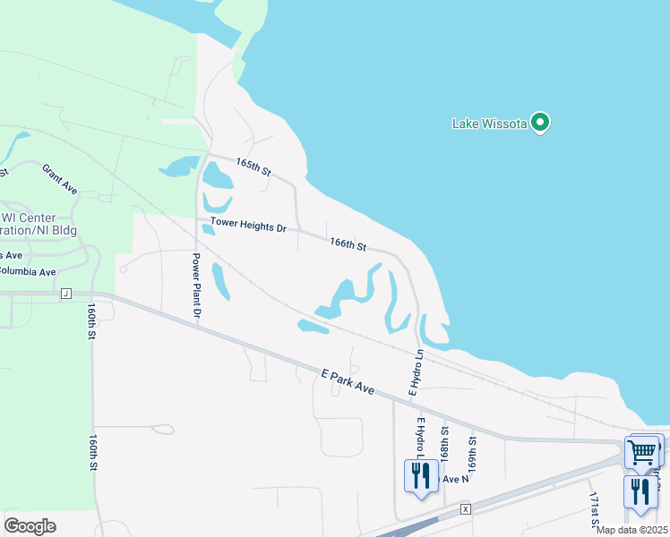 map of restaurants, bars, coffee shops, grocery stores, and more near 6166 166th Street in Chippewa Falls
