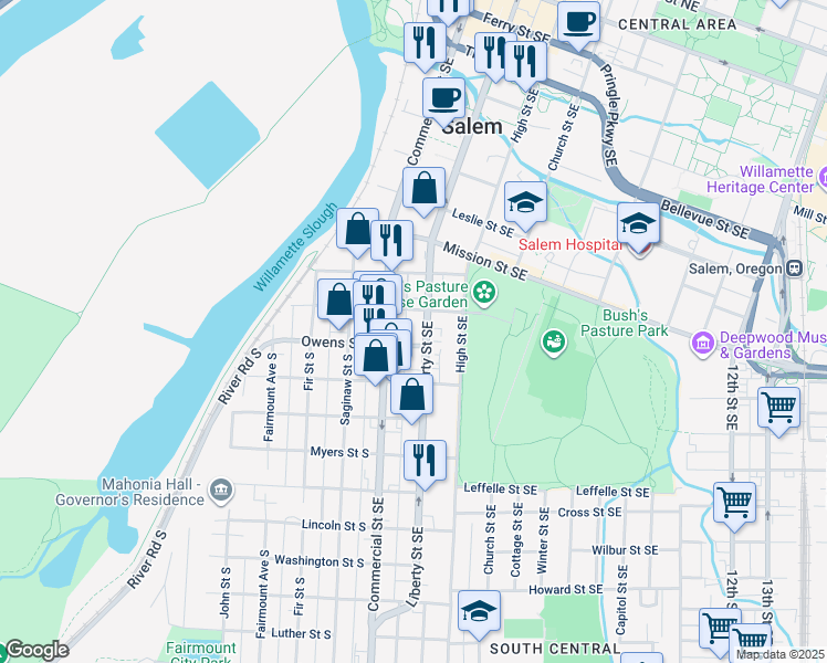 map of restaurants, bars, coffee shops, grocery stores, and more near in Salem