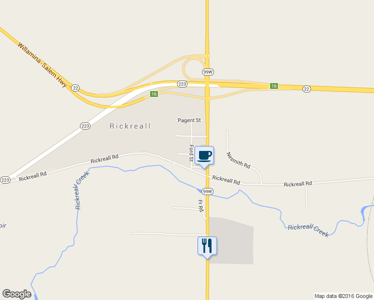 map of restaurants, bars, coffee shops, grocery stores, and more near 9851 Beck Street in Rickreall