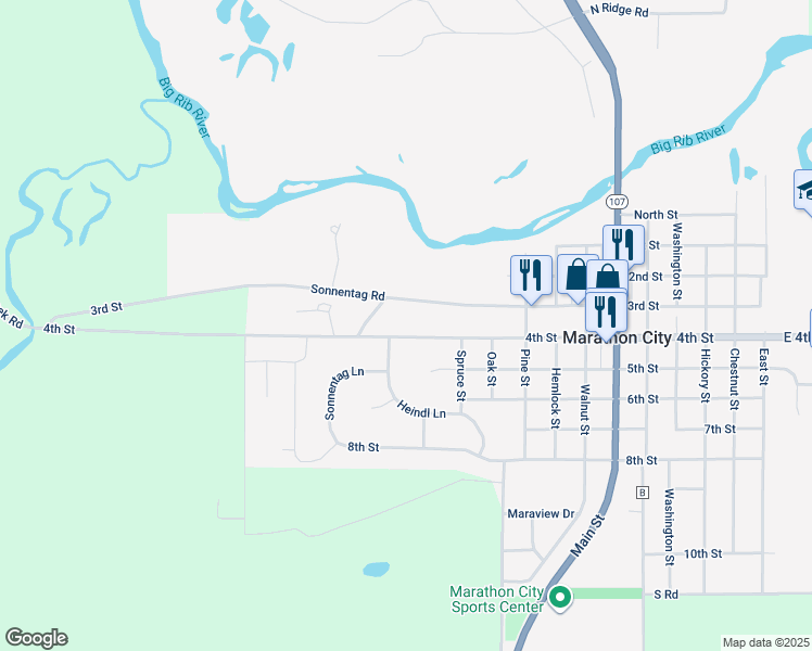 map of restaurants, bars, coffee shops, grocery stores, and more near 1122 4th Street in Marathon City