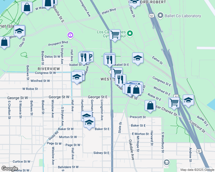 map of restaurants, bars, coffee shops, grocery stores, and more near 514 Humboldt Avenue in Saint Paul