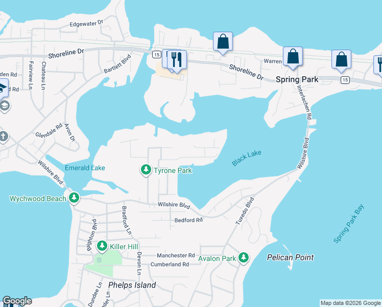map of restaurants, bars, coffee shops, grocery stores, and more near 4644 Carlow Road in Mound