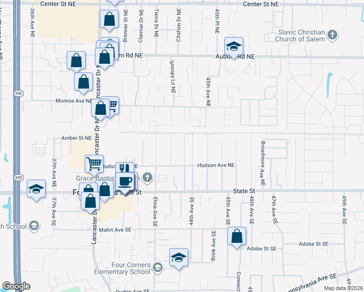 map of restaurants, bars, coffee shops, grocery stores, and more near 269 Eldin Avenue Northeast in Salem