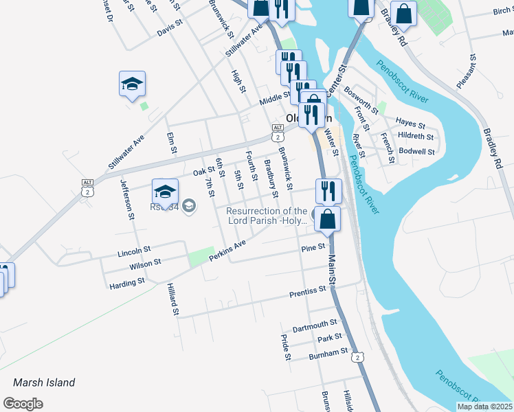 map of restaurants, bars, coffee shops, grocery stores, and more near 429 Fourth Street in Old Town