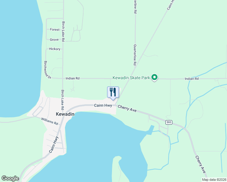 map of restaurants, bars, coffee shops, grocery stores, and more near 7001-7099 Meadow Brooke Lane in Kewadin