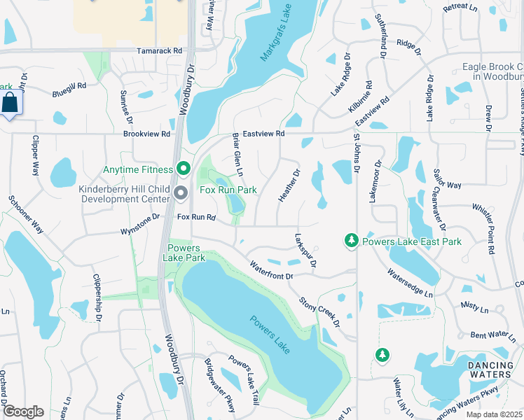 map of restaurants, bars, coffee shops, grocery stores, and more near 1119 Bonnieview Drive in Woodbury