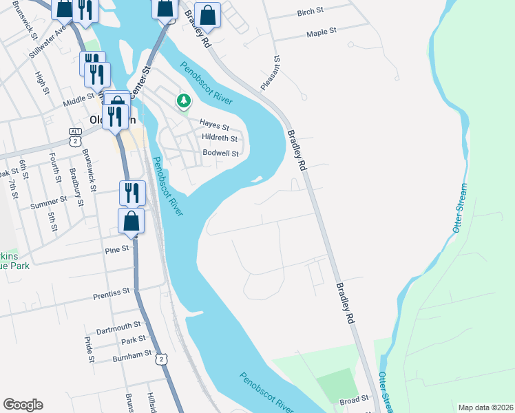 map of restaurants, bars, coffee shops, grocery stores, and more near 85 River Village Drive in Milford