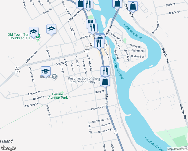 map of restaurants, bars, coffee shops, grocery stores, and more near 290 Brunswick Street in Old Town