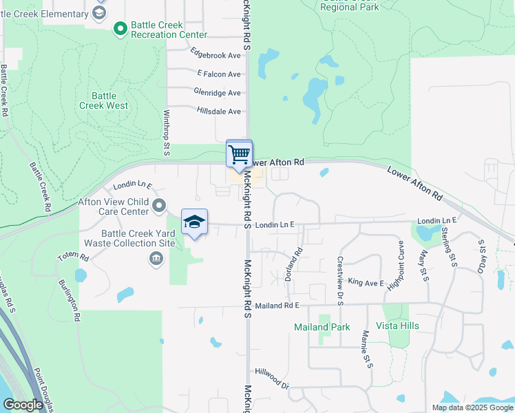 map of restaurants, bars, coffee shops, grocery stores, and more near 338 McKnight Road South in Maplewood