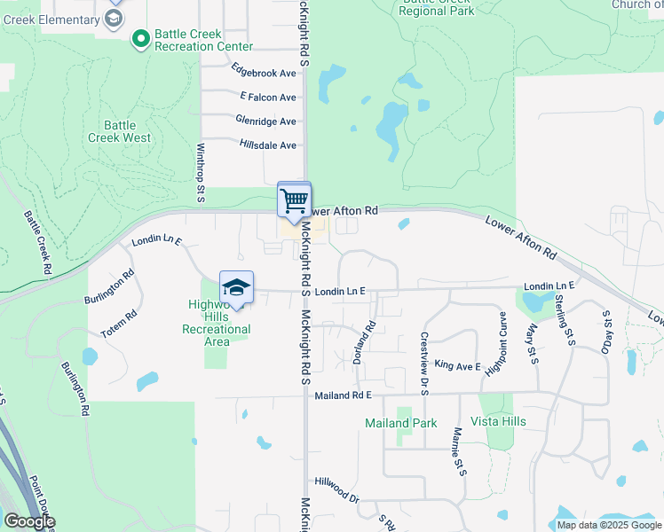 map of restaurants, bars, coffee shops, grocery stores, and more near 354 Parkview Lane South in Saint Paul