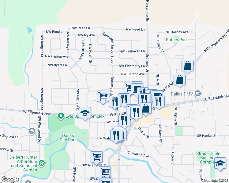 map of restaurants, bars, coffee shops, grocery stores, and more near 250 West Ellendale Avenue in Dallas