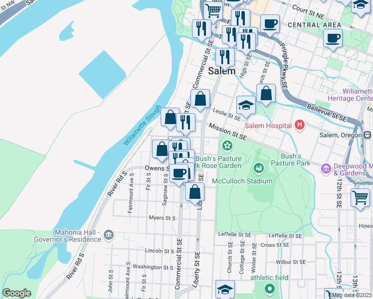 map of restaurants, bars, coffee shops, grocery stores, and more near in Salem