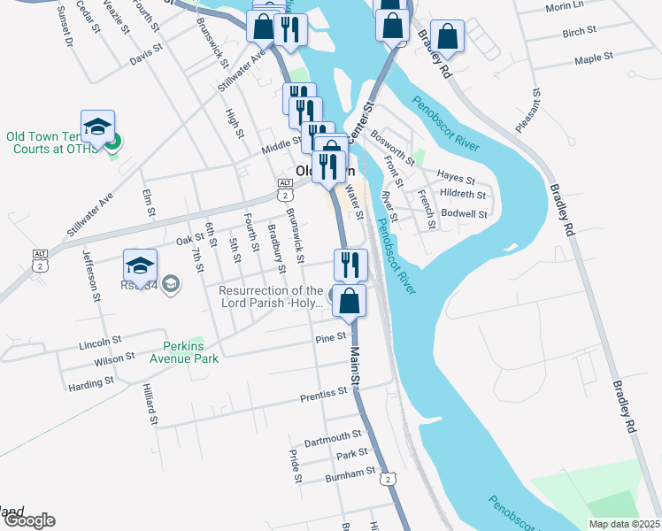 map of restaurants, bars, coffee shops, grocery stores, and more near 290 Brunswick Street in Old Town