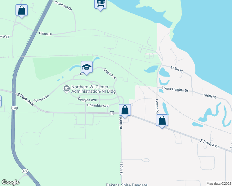 map of restaurants, bars, coffee shops, grocery stores, and more near Eau Claire Avenue in Chippewa Falls
