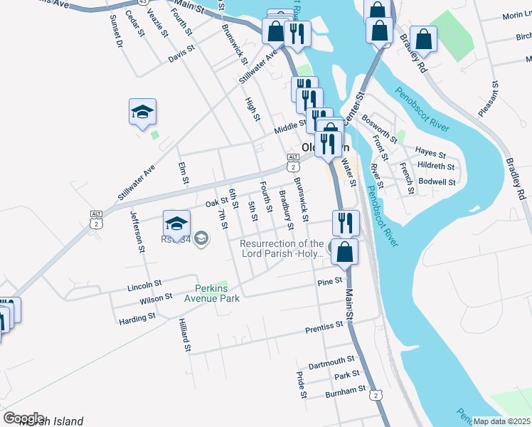 map of restaurants, bars, coffee shops, grocery stores, and more near 386 Fourth Street in Old Town