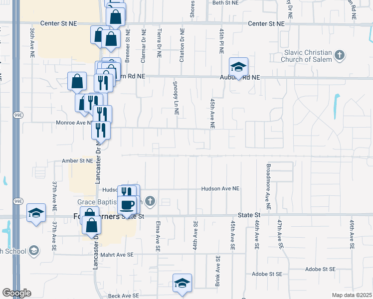 map of restaurants, bars, coffee shops, grocery stores, and more near 321 Cornerstone Court Northeast in Salem