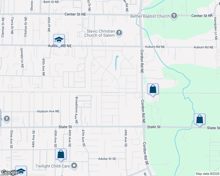 map of restaurants, bars, coffee shops, grocery stores, and more near 236-298 Clearwater Ave NE in Salem