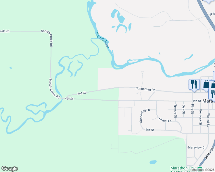 map of restaurants, bars, coffee shops, grocery stores, and more near 1710 Sonnentag Road in Marathon City