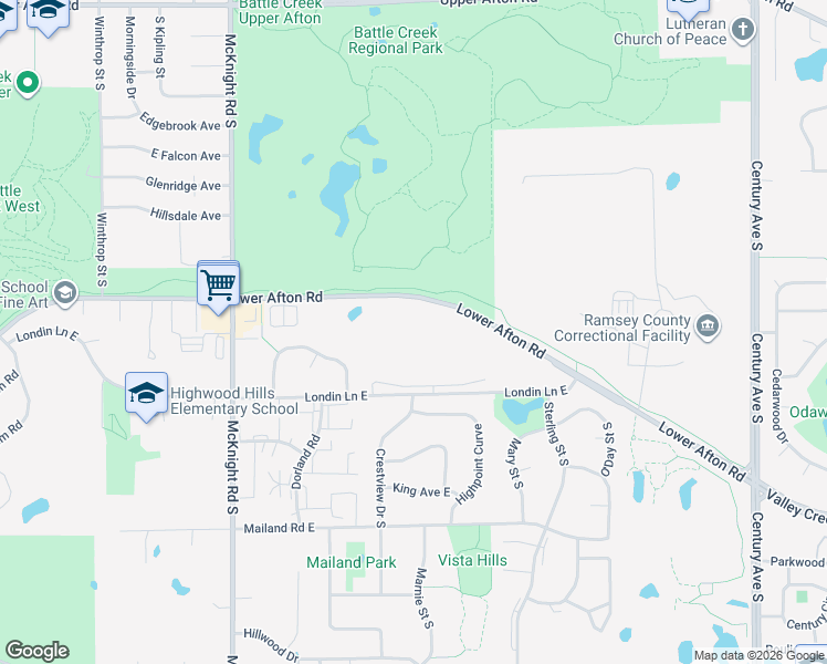 map of restaurants, bars, coffee shops, grocery stores, and more near 2301 Lower Afton Road in Saint Paul