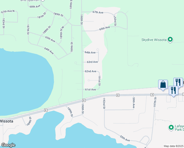 map of restaurants, bars, coffee shops, grocery stores, and more near 19062 62nd Avenue in Chippewa Falls