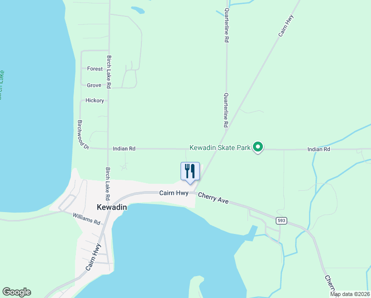 map of restaurants, bars, coffee shops, grocery stores, and more near 7001 Meadow Brooke Lane in Kewadin