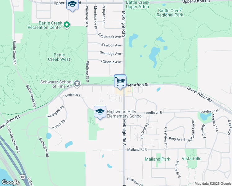 map of restaurants, bars, coffee shops, grocery stores, and more near 2232 Lower Afton Road in Saint Paul