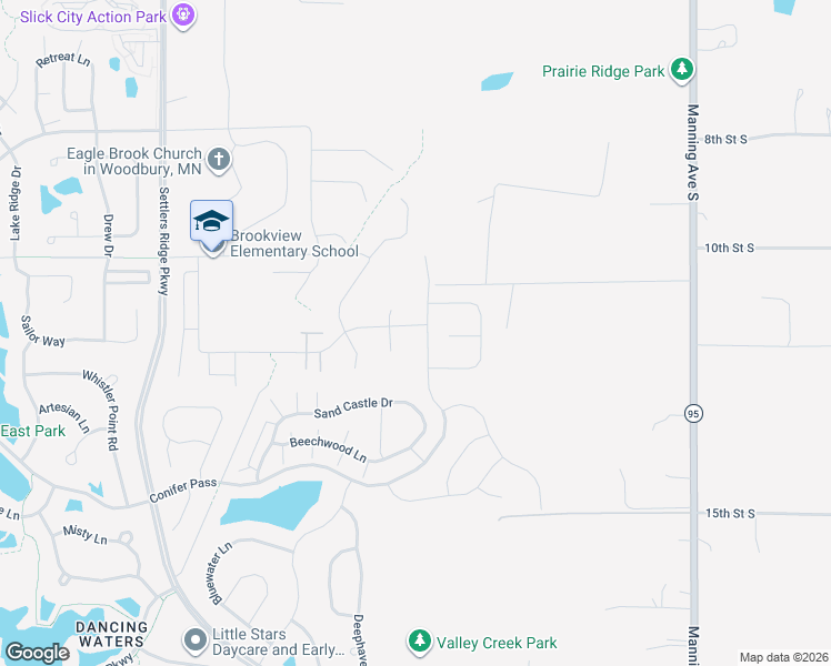 map of restaurants, bars, coffee shops, grocery stores, and more near 11483 Crestbury Drive in Woodbury