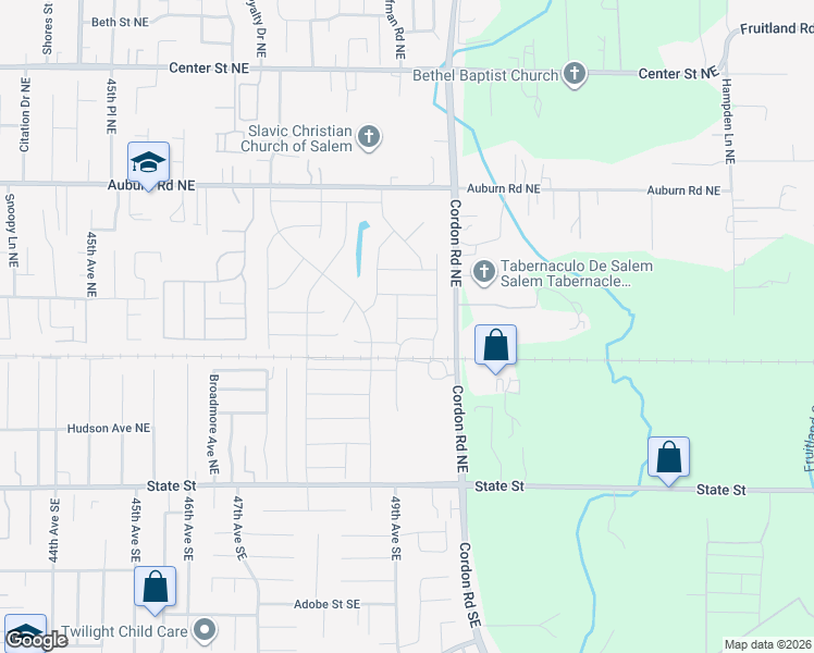 map of restaurants, bars, coffee shops, grocery stores, and more near 4950 Marr Avenue Northeast in Salem