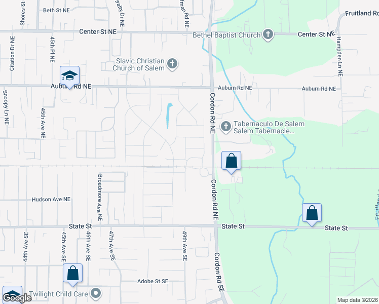 map of restaurants, bars, coffee shops, grocery stores, and more near 4950 Marr Avenue Northeast in Salem