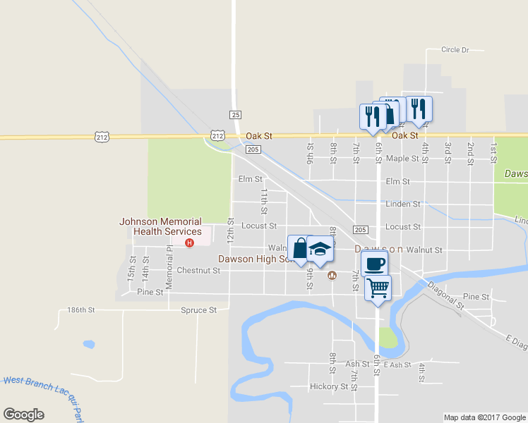map of restaurants, bars, coffee shops, grocery stores, and more near 440 11th Street in Dawson