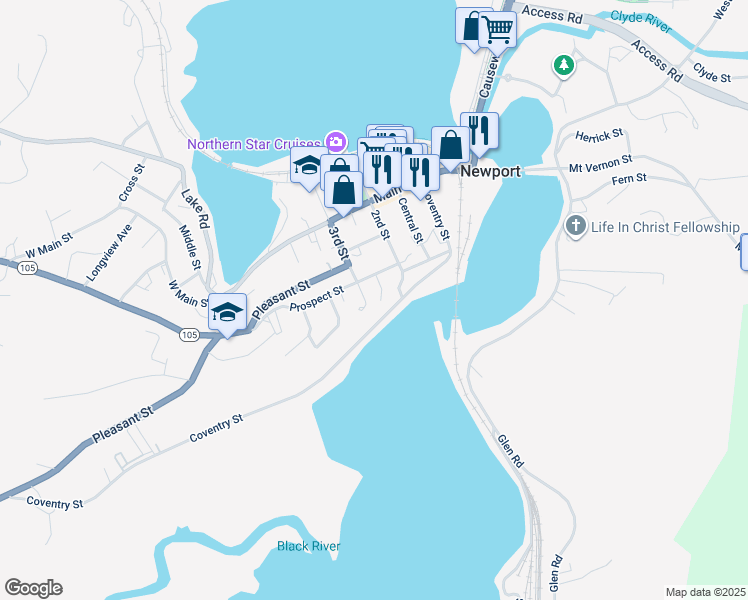 map of restaurants, bars, coffee shops, grocery stores, and more near 185 3rd Street in Newport