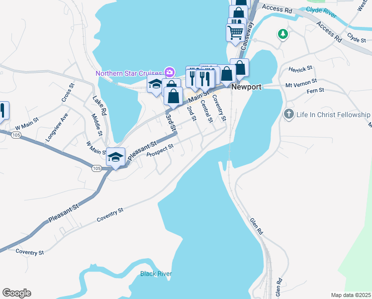 map of restaurants, bars, coffee shops, grocery stores, and more near 185 3rd Street in Newport